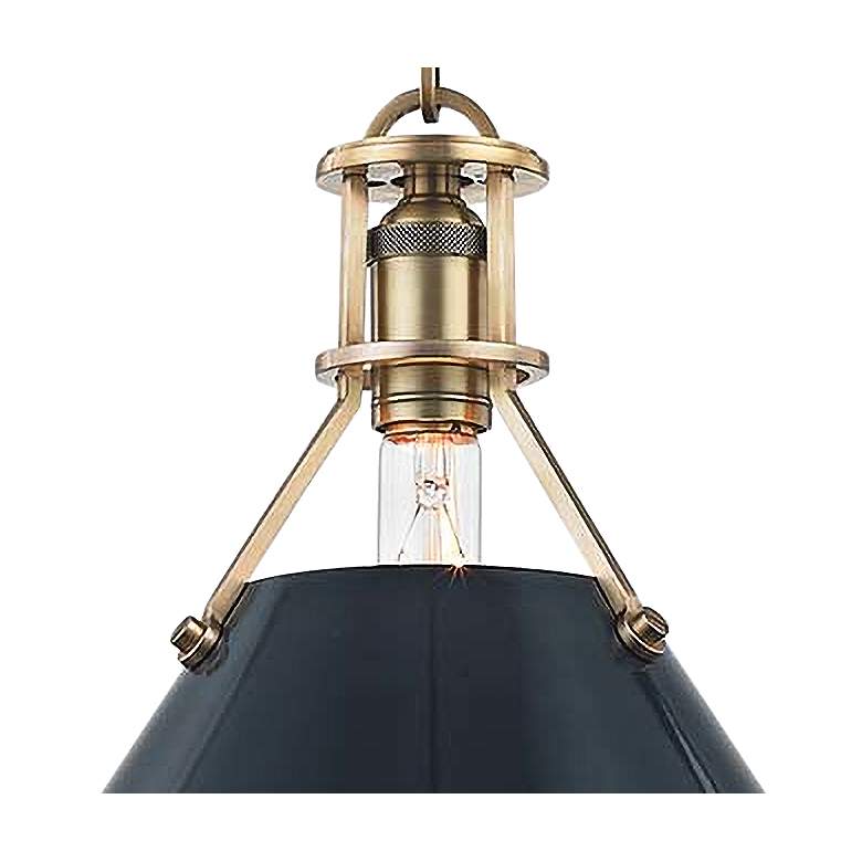 Image 3 Painted No.2 16"W Aged Brass Pendant with Darkest Blue Shade more views
