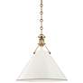 Painted No.2 16"W Aged Brass Pendant with Off-White Shade