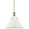 Painted No.2 16"W Aged Brass Pendant with Off-White Shade