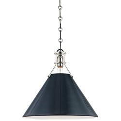 Painted No.2 16"W Nickel Pendant with Darkest Blue Shade