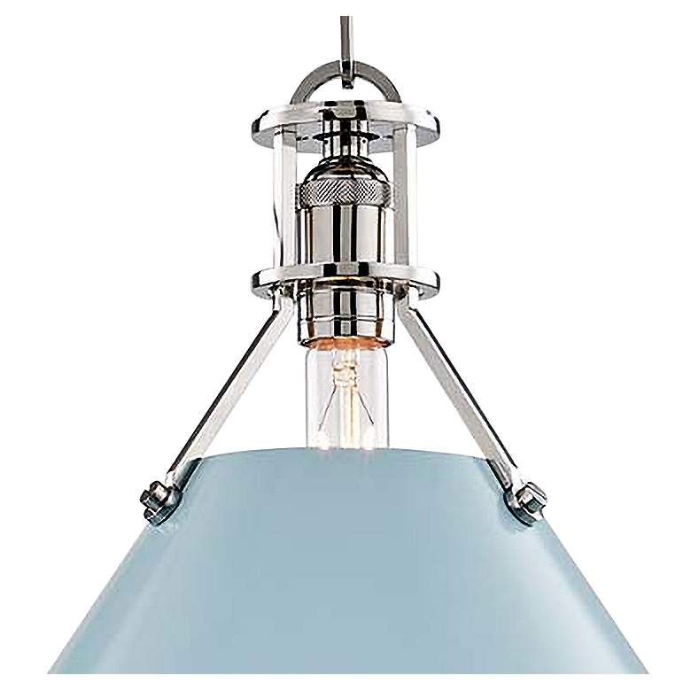 Image 3 Painted No.2 16"W Polished Nickel Pendant w/ Blue Bird Shade more views