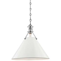 Painted No.2 16"W Polished Nickel Pendant w/ Off-White Shade