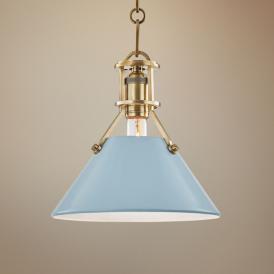 Painted No.2 9 1/2"W Brass Mini Pendant w/ Blue Bird Shade Painted No.2 9 1/2"W Brass Mini Pendant w/ Blue Bird Shade