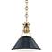 Painted No.2 9 1/2"W Brass Mini Pendant w/ Dark Blue Shade