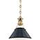 Painted No.2 9 1/2"W Brass Mini Pendant w/ Dark Blue Shade