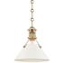 Painted No.2 9 1/2"W Brass Mini Pendant with Off-White Shade