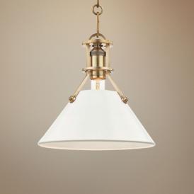 Painted No.2 9 1/2"W Brass Mini Pendant with Off-White Shade Painted No.2 9 1/2"W Brass Mini Pendant with Off-White Shade