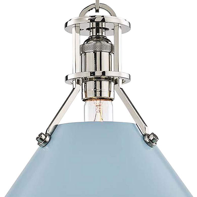 Image 3 Painted No.2 9 1/2"W Nickel Mini Pendant w/ Blue Bird Shade more views