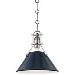 Painted No.2 9 1/2"W Nickel Mini Pendant w/ Dark Blue Shade