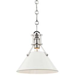 Painted No.2 9 1/2"W Nickel Mini Pendant w/ Off-White Shade
