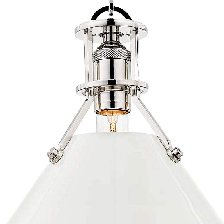 Image 3 Painted No.2 9 1/2"W Nickel Mini Pendant w/ Off-White Shade more views