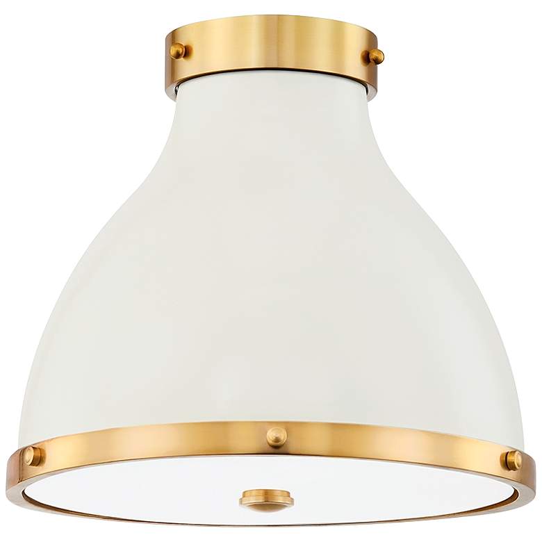 Image 2 Painted No. 3 16"W Aged Brass and Off-White Ceiling Light