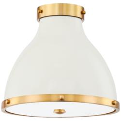 Painted No. 3 16"W Aged Brass and Off-White Ceiling Light