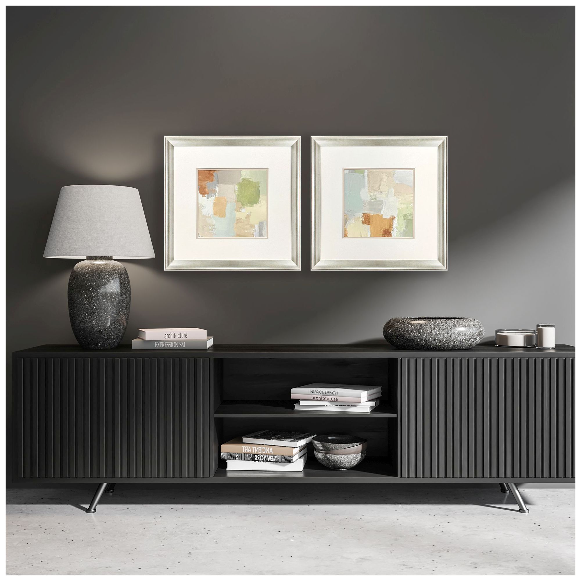 Image 4 Painted Sketch 23"W x 23"H Framed Art Set of 2 more views