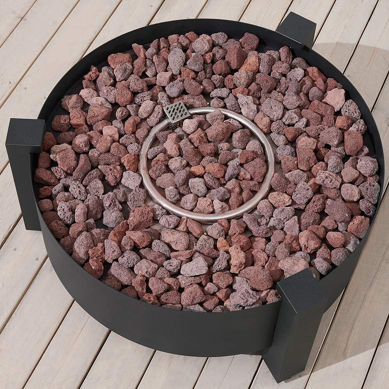 Image 5 Paisley 31 1/2 inchW Dark Charcoal Round Outdoor Gas Fire Pit more views