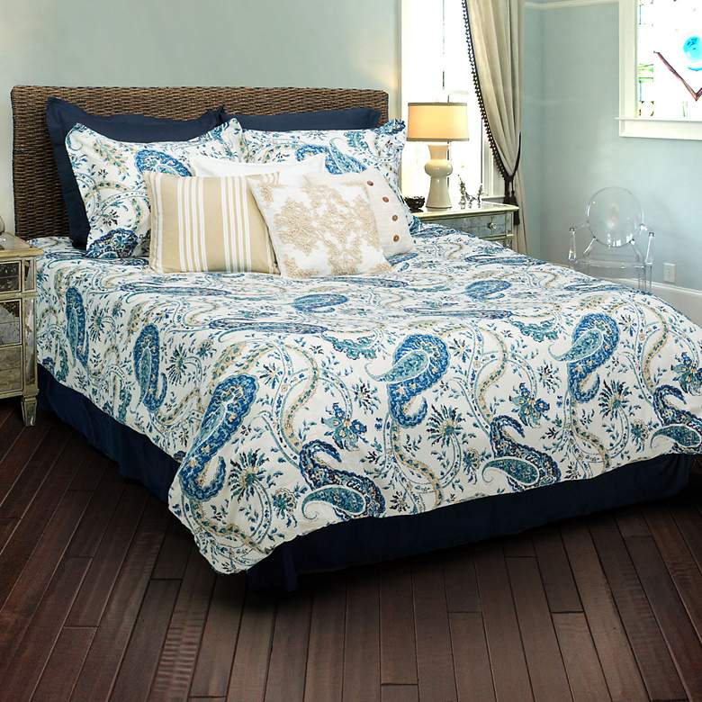 Image 1 Paisley Blue and Taupe 3-Piece Queen Comforter Set