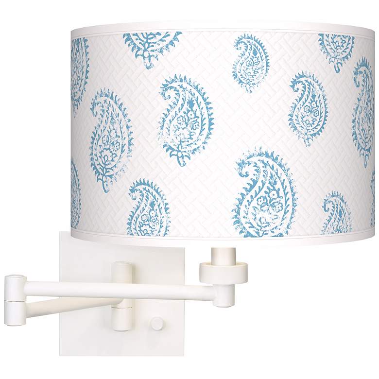 Image 1 Paisley Snow Giclee Matte White Plug-In Swing Arm Wall Light