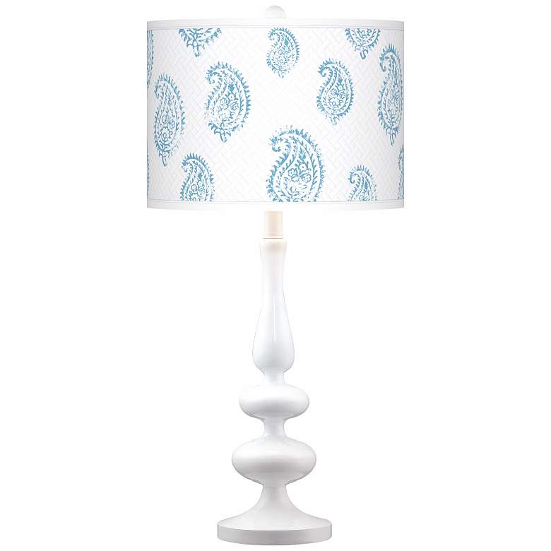 Image 1 Paisley Snow Giclee Paley White Table Lamp