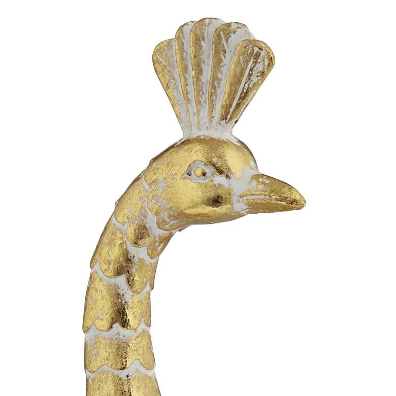 Image 4 Paisley Wing Peacock 13 1/2" High Shiny Gold Statue more views