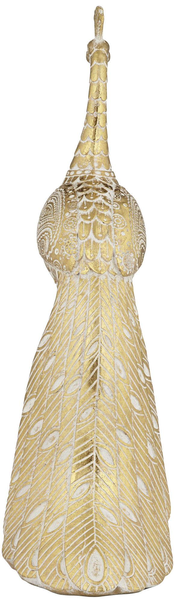 Paisley Wing Peacock 13 1/2" High Shiny Gold Statue in scene