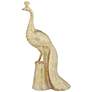 Paisley Wing Peacock 13 1/2" High Shiny Gold Statue in scene
