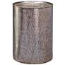 Pala 18"W Distressed Pewter Hammered Metal Barrel End Table