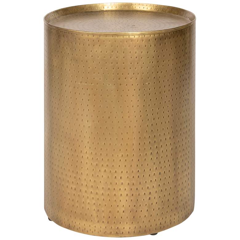 Image 1 Pala 24 inch Wide Round Distressed Gold End Table