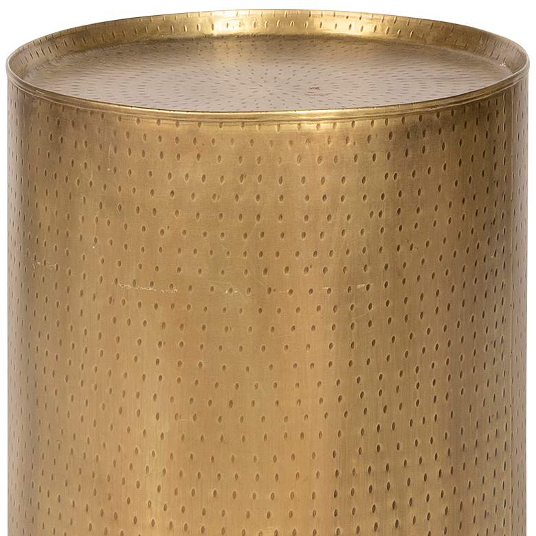 Image 2 Pala 24 inch Wide Round Distressed Gold End Table more views