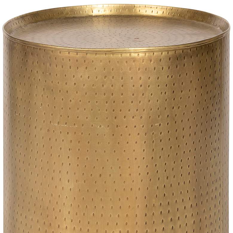 Image 2 Pala 24" Wide Round Distressed Gold End Table more views