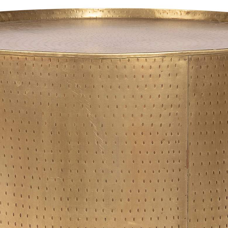 Pala 36&quot; Wide Round Distressed Gold Coffee Table more views