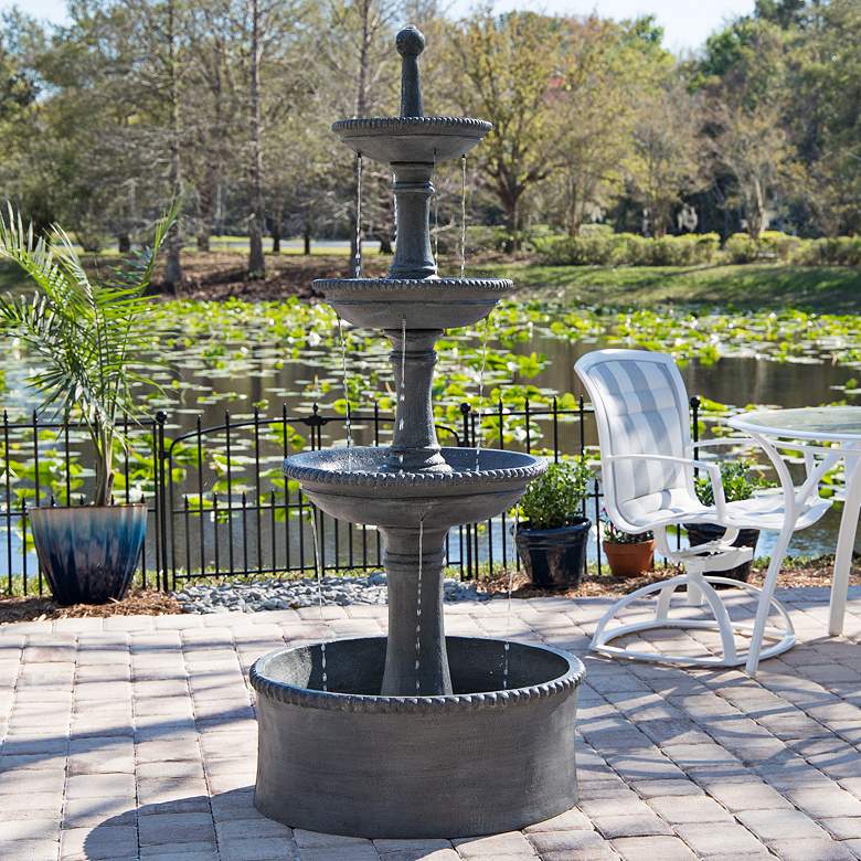 Image 1 Palace 70 inch High Tiered Outdoor Courtyard Garden Fountain