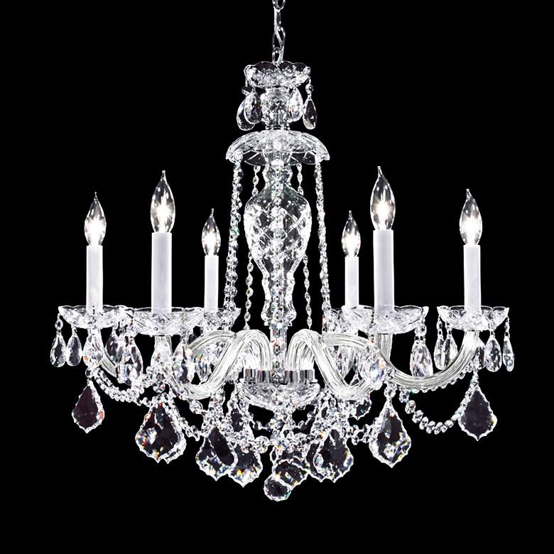 Image 1 Palace Ice 25 inch Wide Silver 6-Light Crystal Dining Chandelier