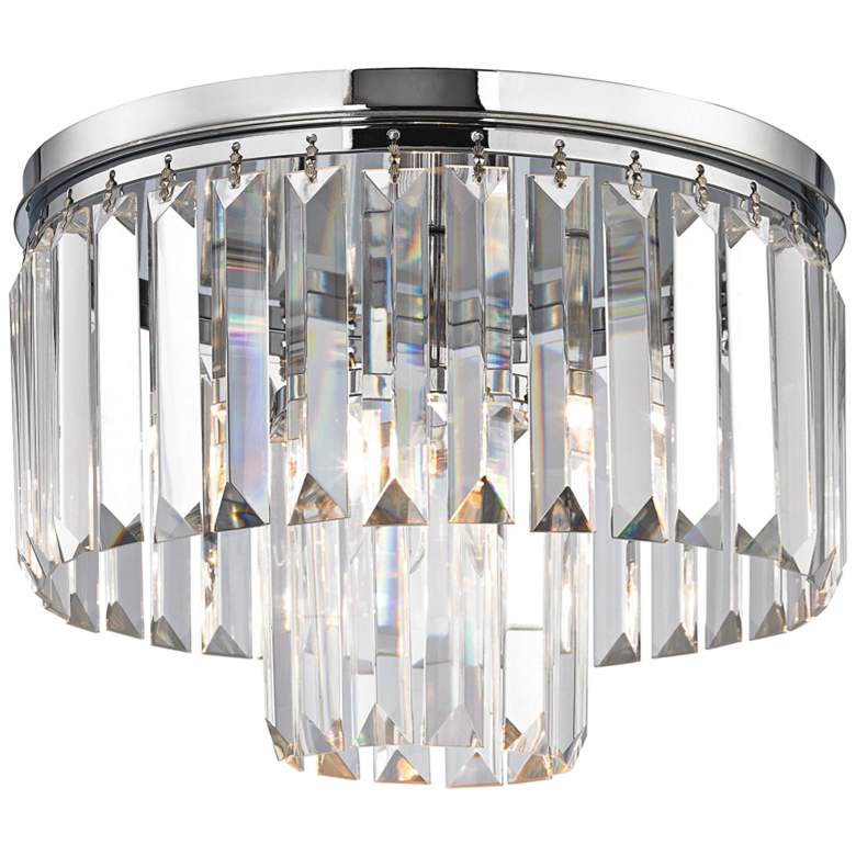 Image 2 Palacial 12 inch Wide Chrome and Crystal Glass Ceiling Light