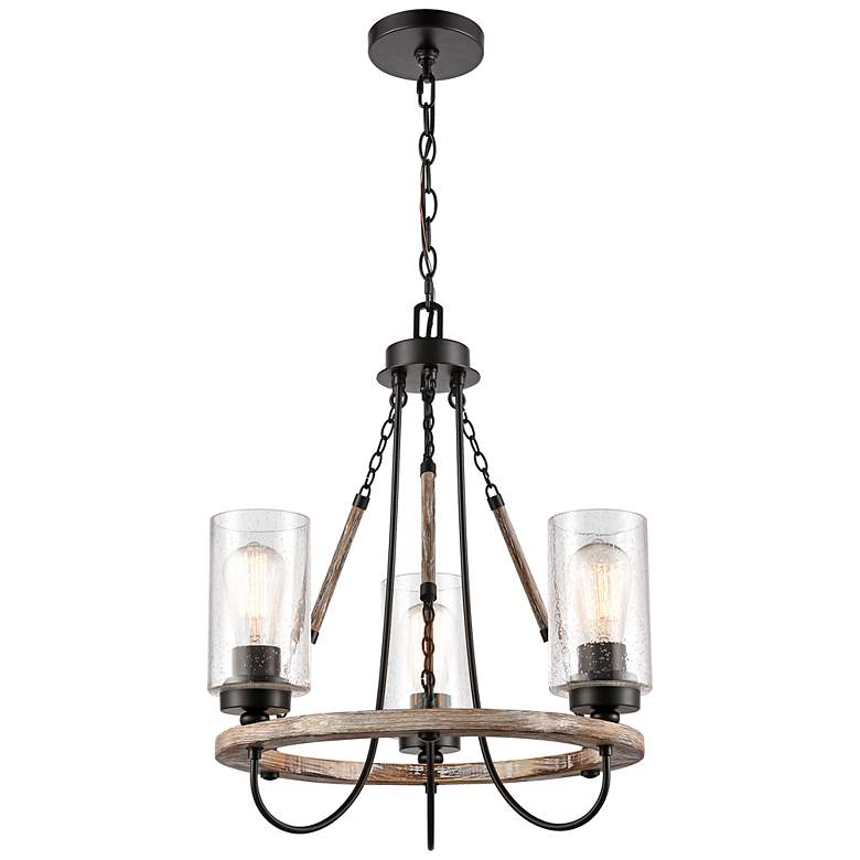 Image 1 Paladin 19 1/4" Wide Matte Black 3-Light Chandelier