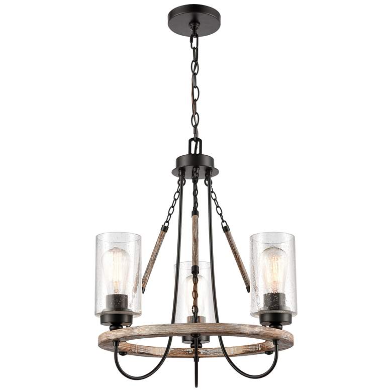 Image 1 Paladin 22.68" 3 Light Matte Black LED Mini Chandelier w/ Seedy Shade