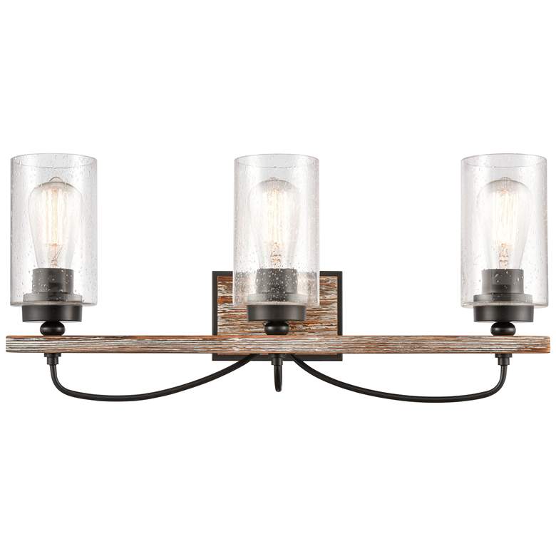Image 1 Paladin 24" 3-Light Matte Black Bath Light w/ Seedy Shade