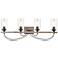 Paladin 34 3/4" Wide Matte Black and Wood 4-Light Bath Light