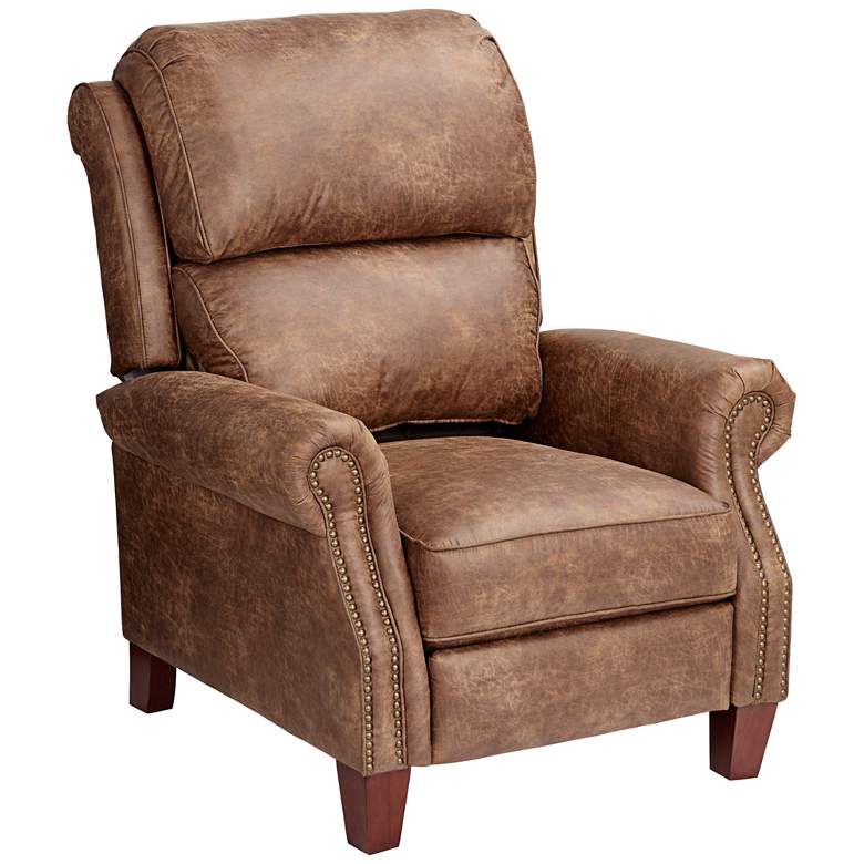 Image 1 Palance Chestnut Brown Faux Leather 3-Way Recliner Chair
