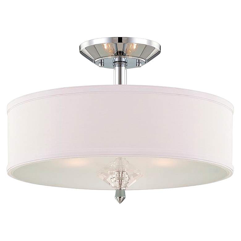 Image 3 Palatial 15.75-in W Chrome Fabric Semi-Flush Mount Light