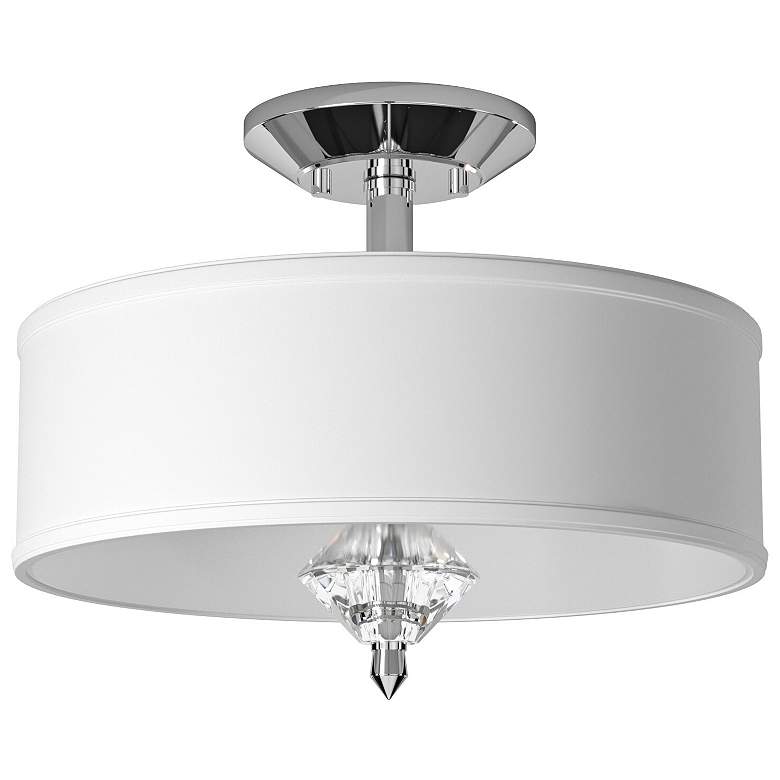 Image 6 Palatial 15.75-in W Chrome Fabric Semi-Flush Mount Light more views