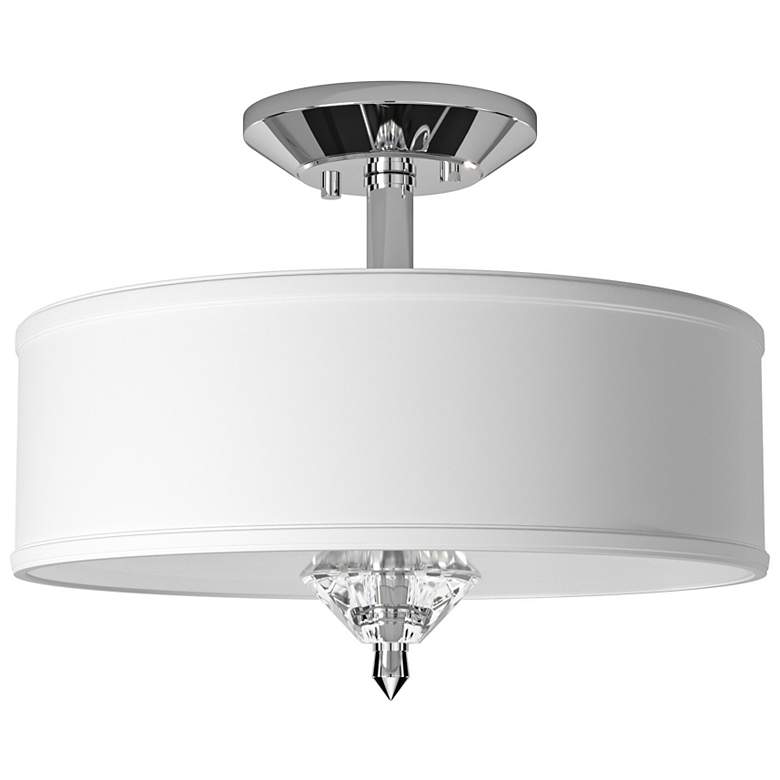 Image 7 Palatial 15.75-in W Chrome Fabric Semi-Flush Mount Light more views