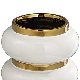 Image3 of Palatin 14" High White and Shiny Gold Ceramic Vase more views