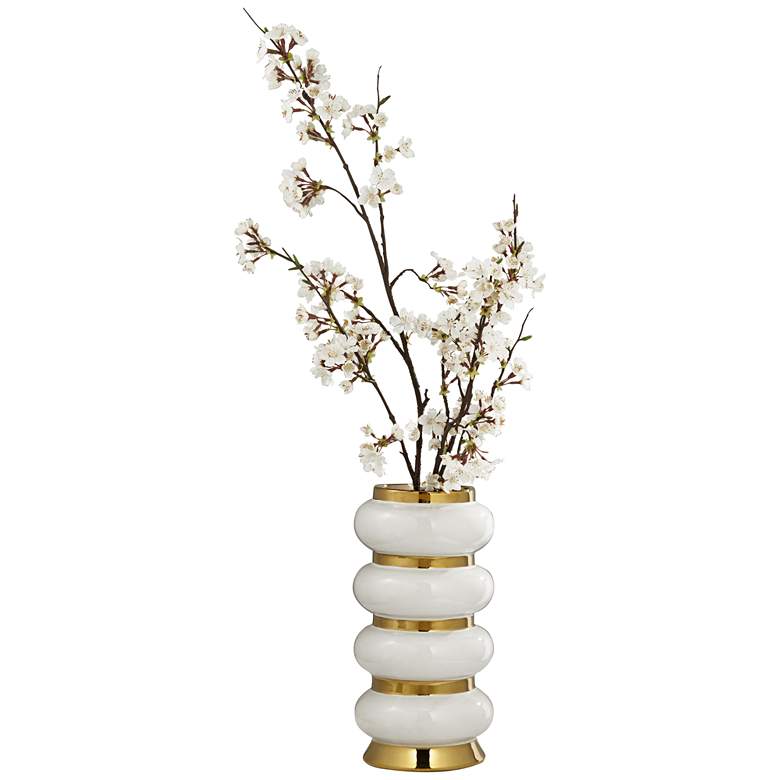 Image 6 Palatin 14 inch High White and Shiny Gold Ceramic Vase more views