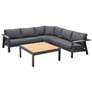 Palau 4 Piece Outdoor Sectional Set in Dark Grey and Natural Teak Accent