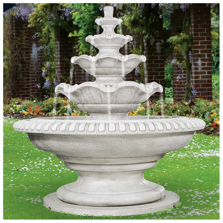 Image 1 Palazzo Quattro 81"H Pompeii Ash 5-Tiered Outdoor Fountain