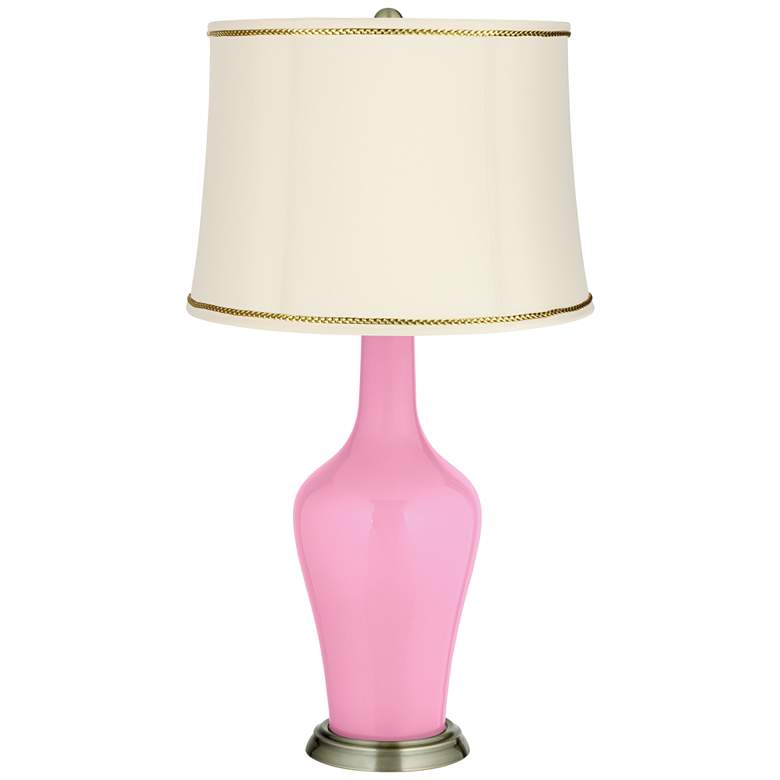 Image 1 Pale Pink Anya Table Lamp with President&#39;s Braid Trim
