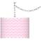 Pale Pink Narrow Zig Zag 13 1/2" Wide Plug-In Swag Pendant