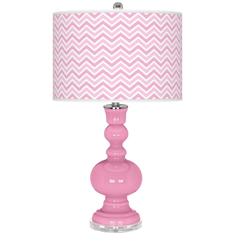 Image 1 Pale Pink Narrow Zig Zag Apothecary Table Lamp