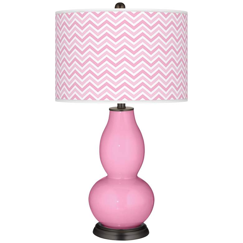 Image 1 Pale Pink  Narrow Zig Zag Double Gourd Table Lamp