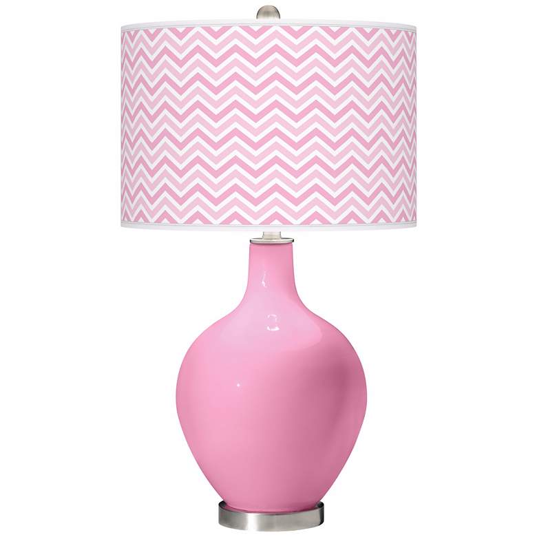 Image 1 Pale Pink Narrow Zig Zag Ovo Table Lamp